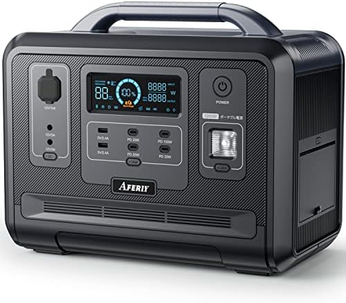 AFERIY 1200 ポータブル電源 リン酸鉄リチウム 大容量 1248Wh/390000mAh UPS無停電装置 2時間フル充電 DC/USB出力 純正弦波 50Hz/60Hz対応 13台デバイス同時充電 パススルー対応 4つの充電方法 ソーラー